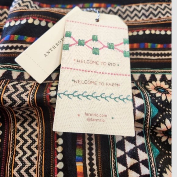 Farm Rio for ANTHROPOLOGIE Satin GEO PRINT CROP WIDE-LEG PANTS - Picture 11 of 14